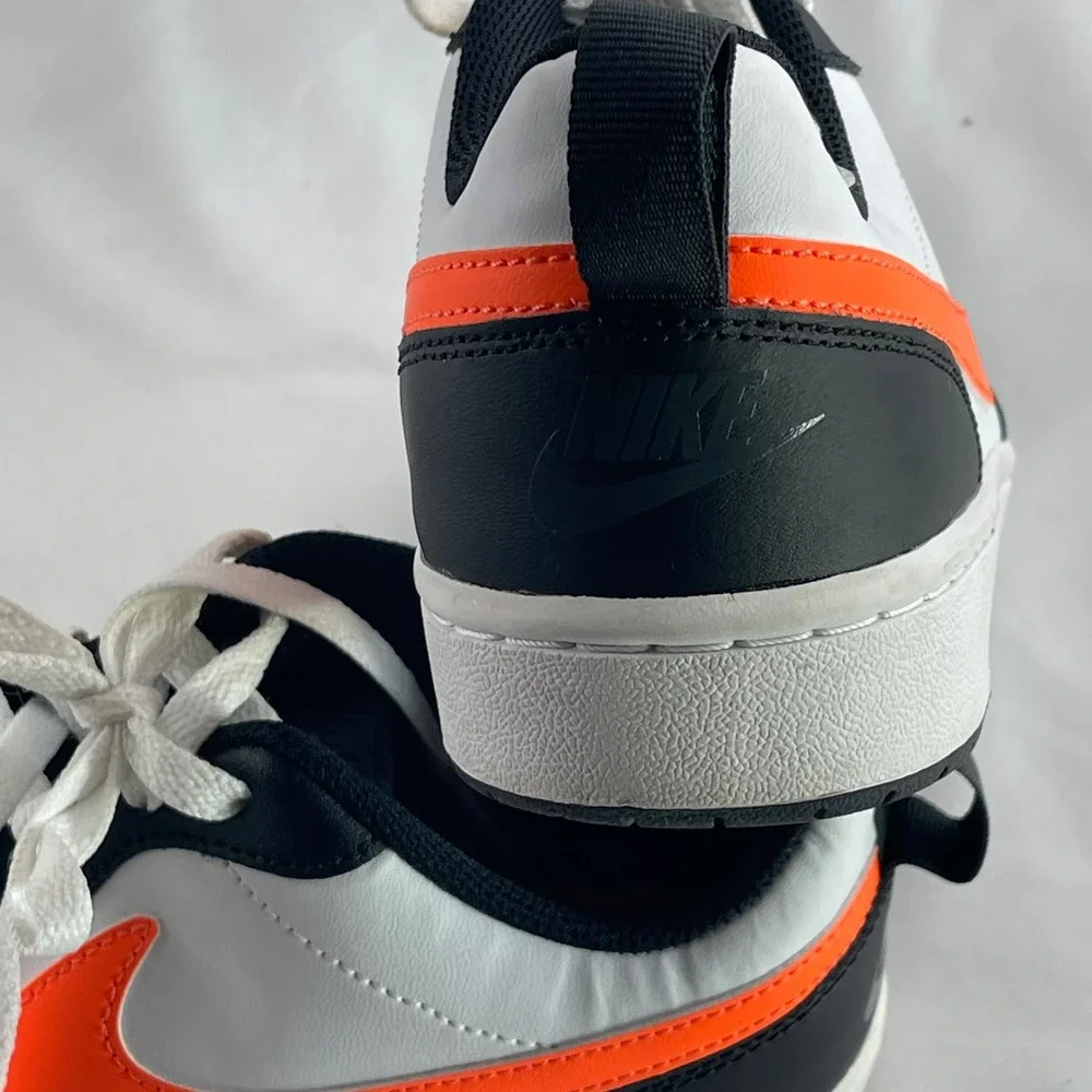Nike Court Borough‎ Low 2 GS White Black Neon Orange 6.5Y Sneakers BQ5448-115